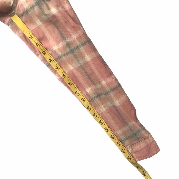 The North Face Pacific Plaid Button Down Shirt Women Small Long Sleev Peach Logo - Picture 9 of 9